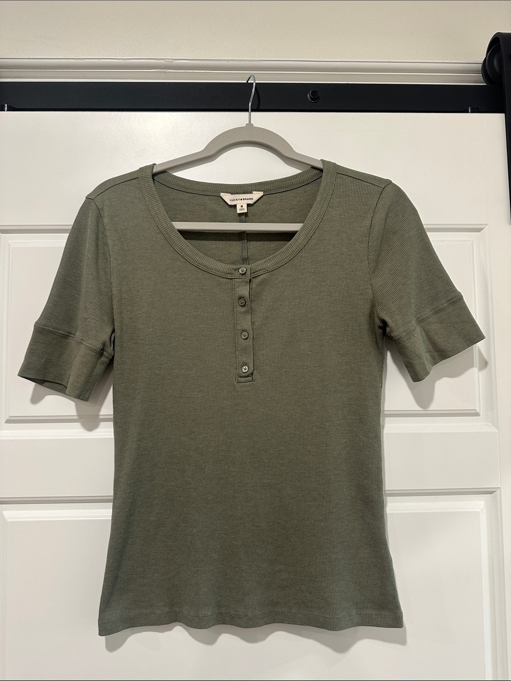 Lucky Brand Olive Green Short-Sleeve Henley Tee